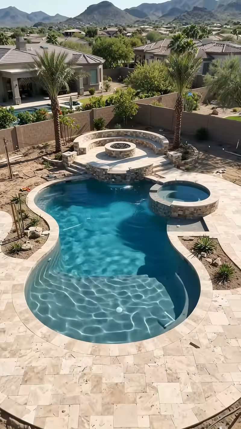 Time-lapse of a backyard being transformed into a swimming pool